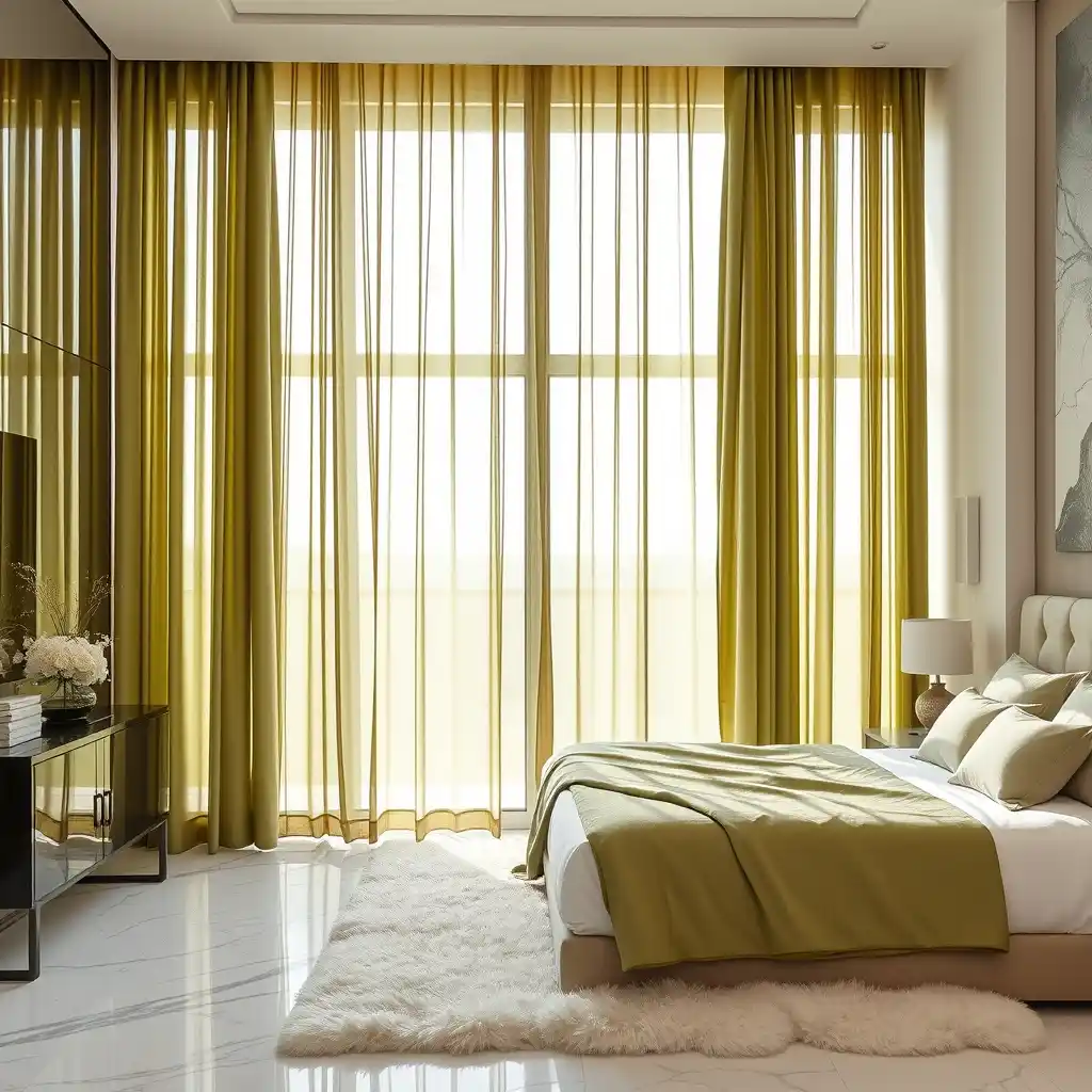 sheer-green-curtains-for-bedroom-Dubai